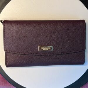Kate Spade  Plum   Snappy   long wallet  EUC phone holder  card case  ID wallet